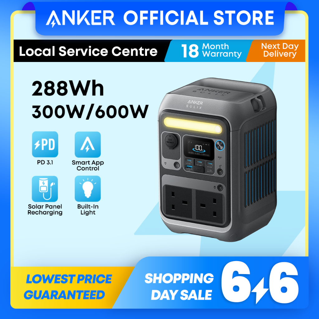 Anker SOLIX C300 Portable Power Station 288Wh 300W(600W Surge