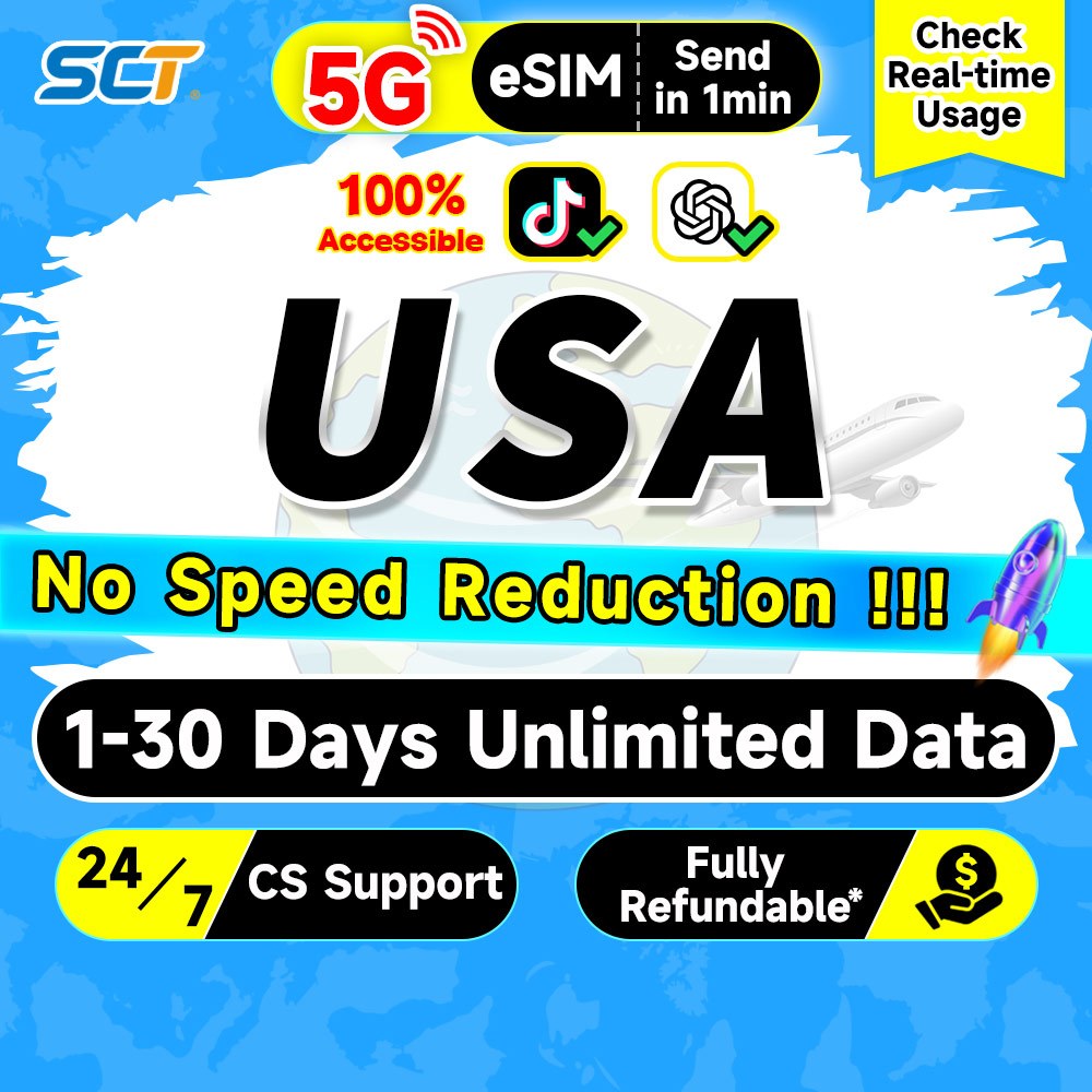 Wefly USA eSIM 5G 1-30 Days 500MB-30GB Unlimited Data+Call eSIM USA SIM ...