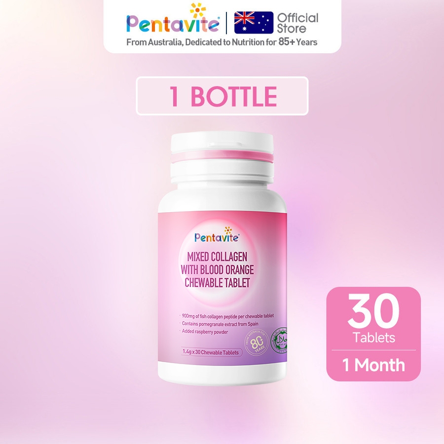Pentavite Collagen & Women's Multivitamin Combo (30 Tablets) - Anti-Aging Glow, Skin Elasticity with Lutein, Niacinamide, Glutathione - Beauty & Eye Health Bundle 美白抗氧化组合