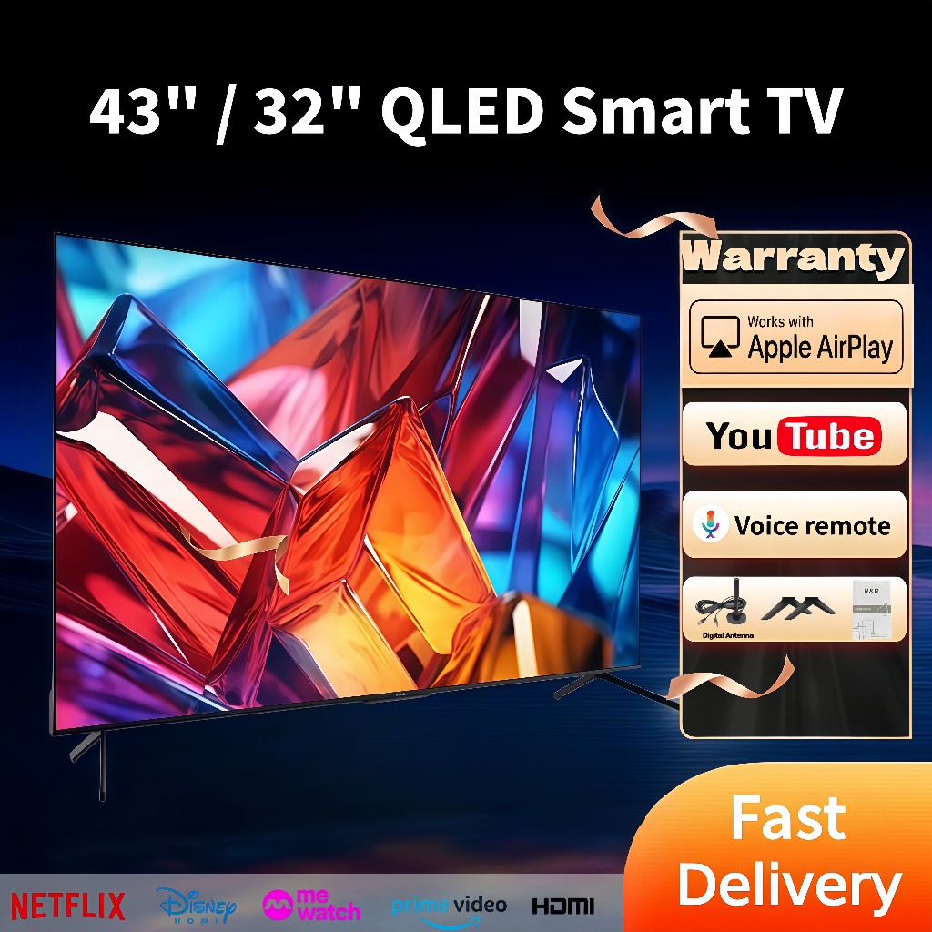 R&R QLED Smart TV front view