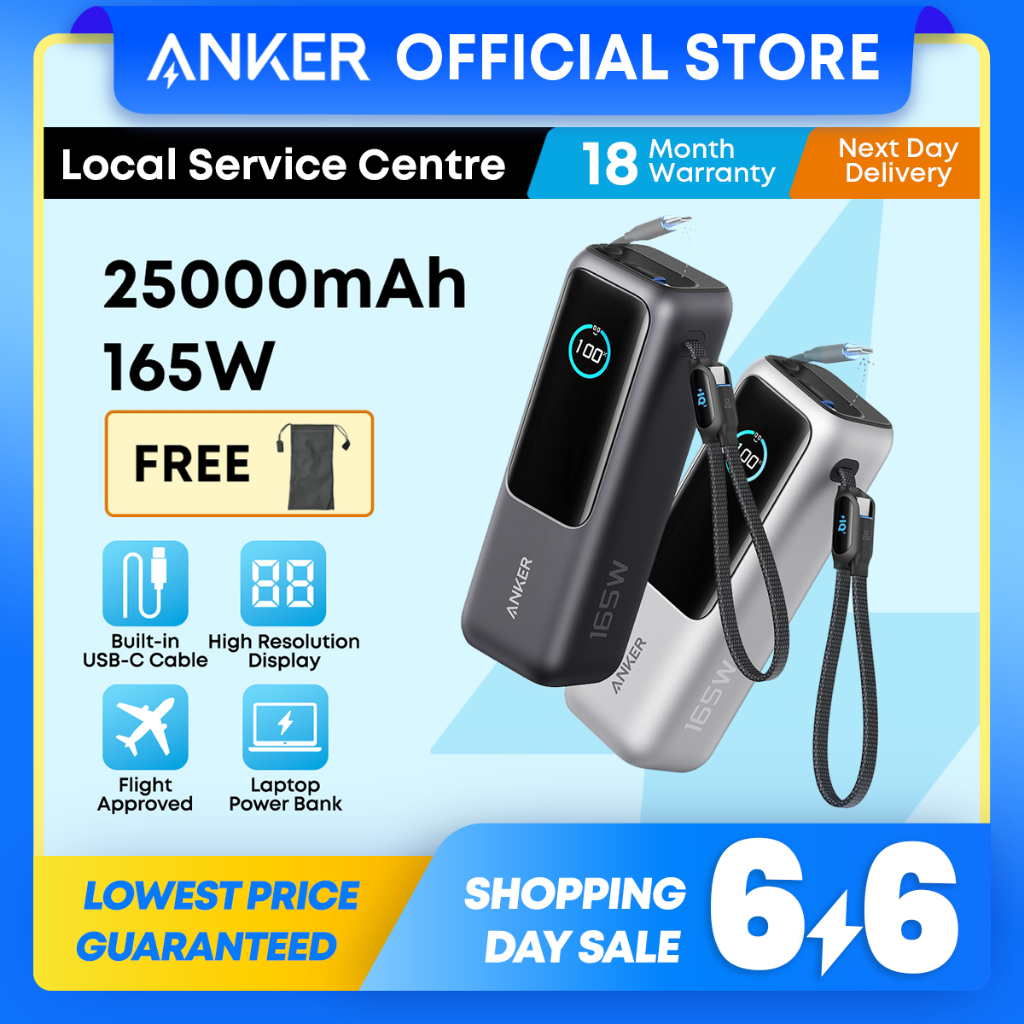 Anker Laptop Power Bank 25000mAh 165W Fast Charging Built-in Dual
