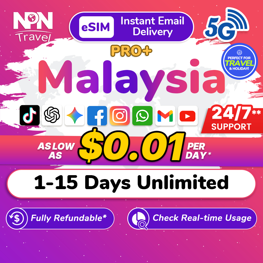 Malaysia eSIM Pro+ 5G 1-15Days 500MB-10GB Data Instant Email Delivery ...