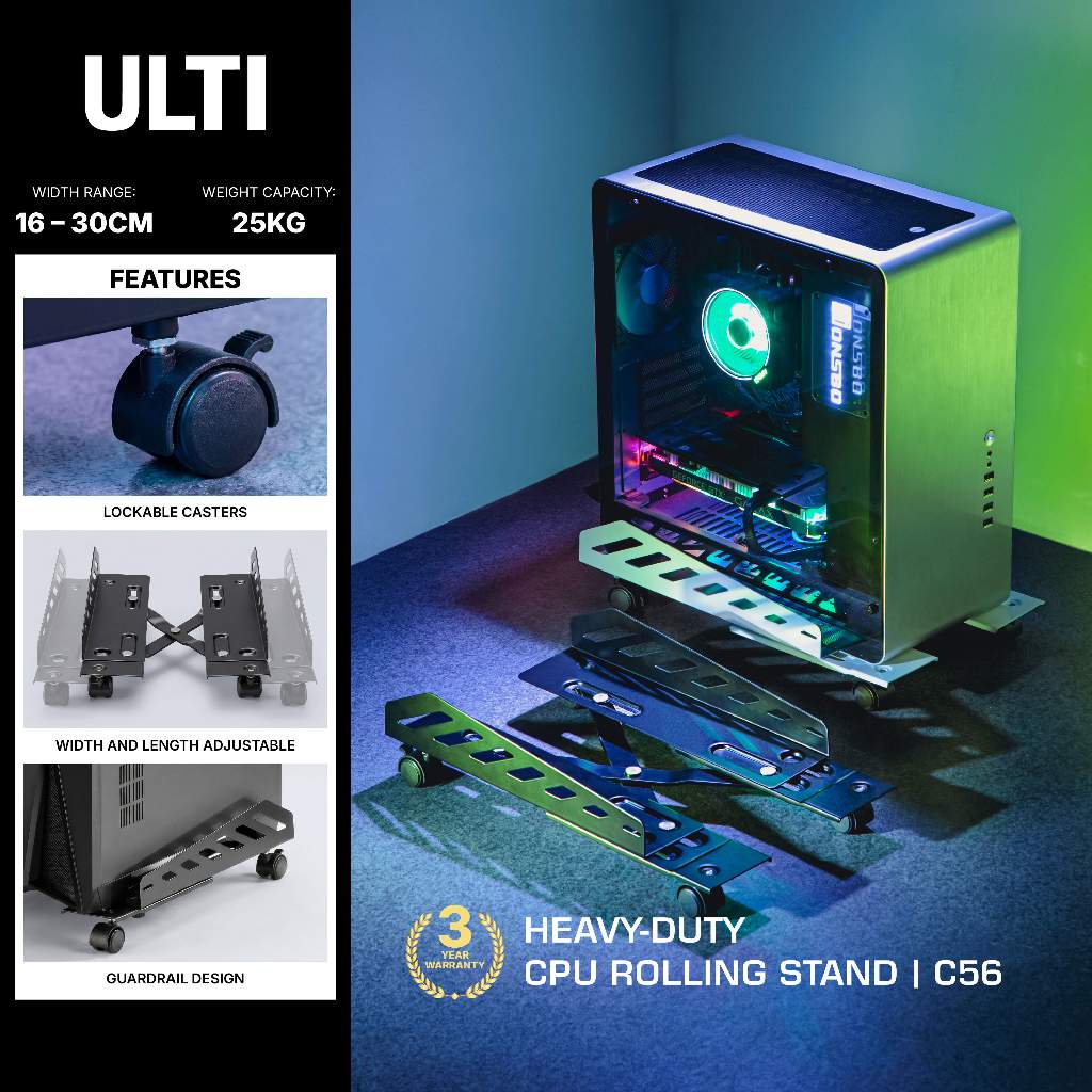 ULTI Heavy-duty CPU Rolling Stand for Gaming PC Tower Desktop ATX-Case ...