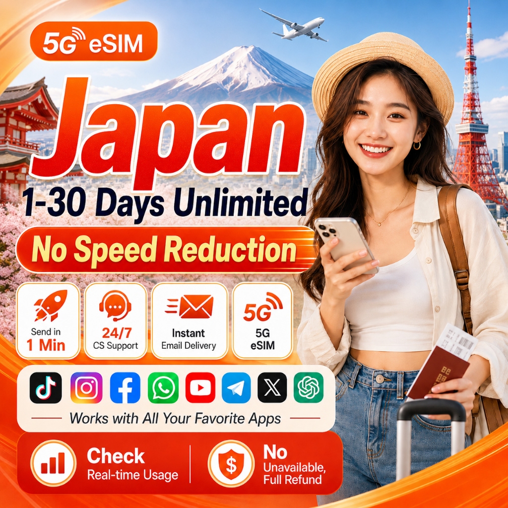 Japan eSIM 5G High Speed 1-30 Days 300MB-15GB Unlimited data SoftBank ...