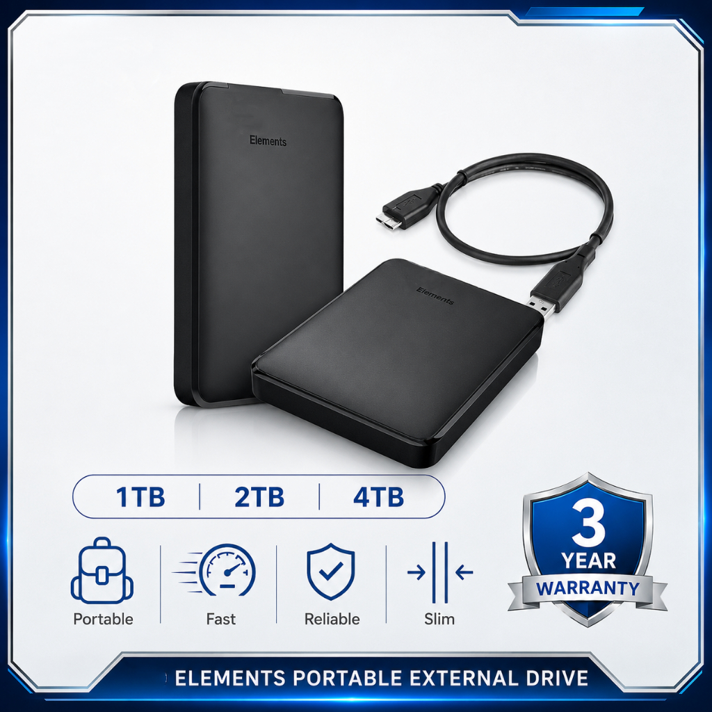 Elements USB3.0 Portable hard drives 1TB/2TB/4TB HDD External Hard Disk ...
