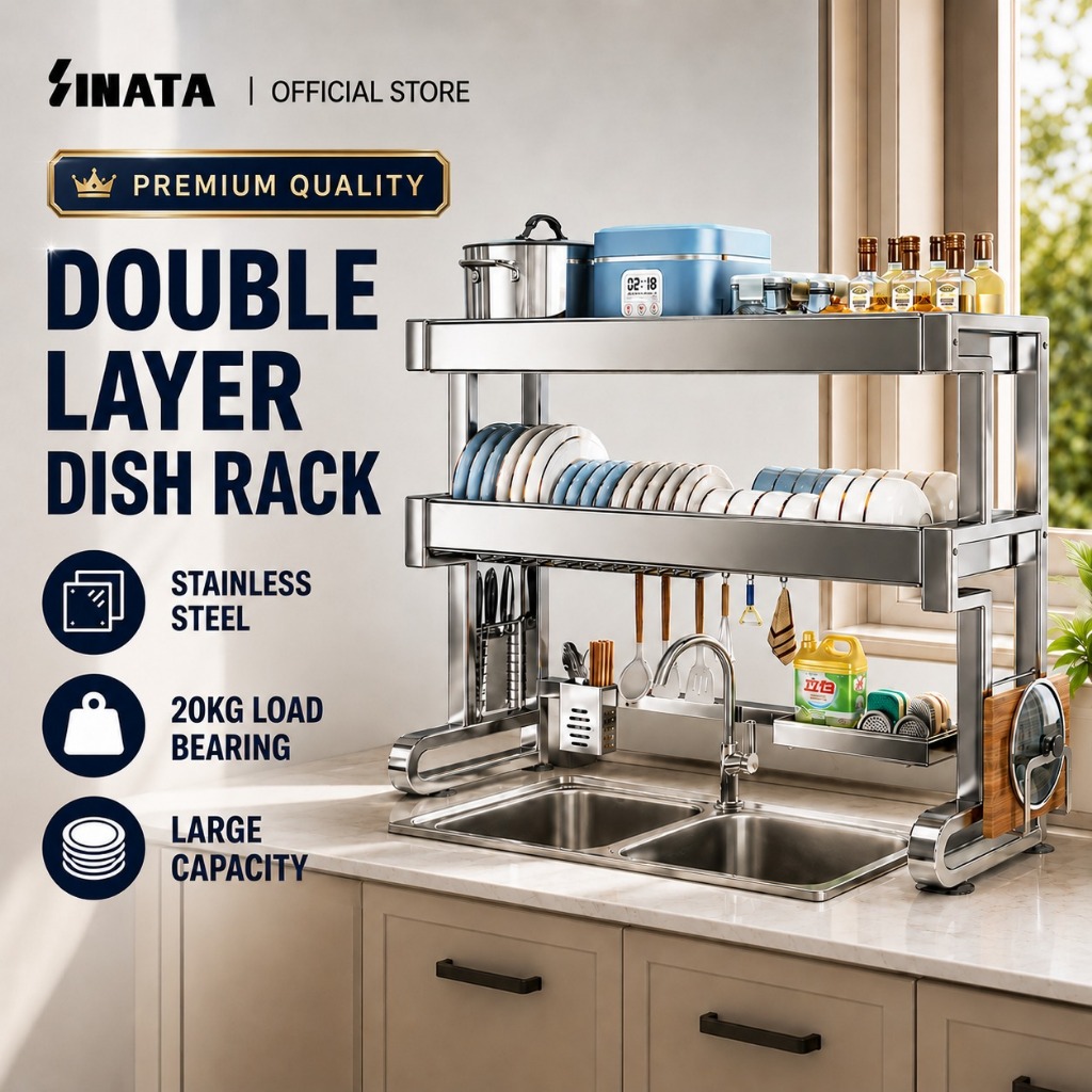 Dish Drying Rack Stainless Steel 304 Sink Cutlery Organiser Kitchen ...