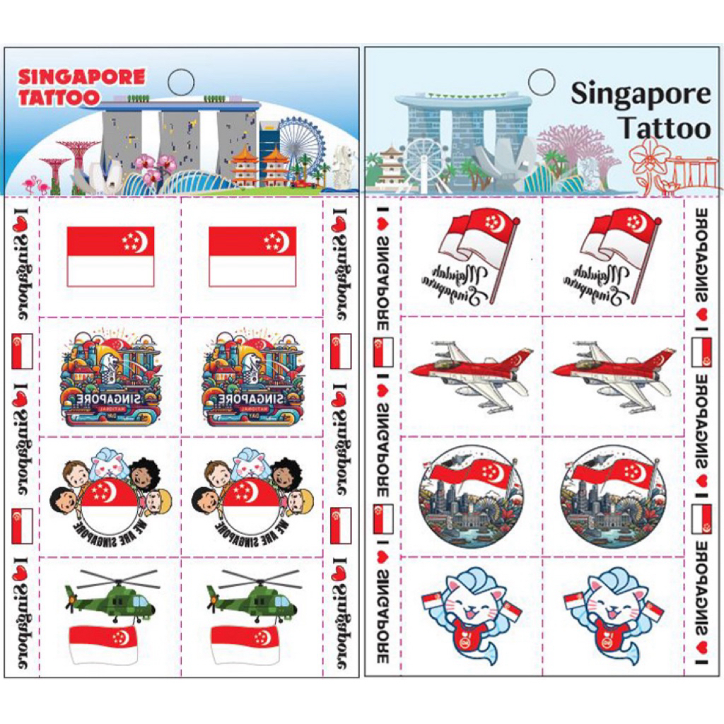 SINGAPORE NDP FLAG 2025 Temporary Tattoo (10-50 Sheets) | Shopee Singapore