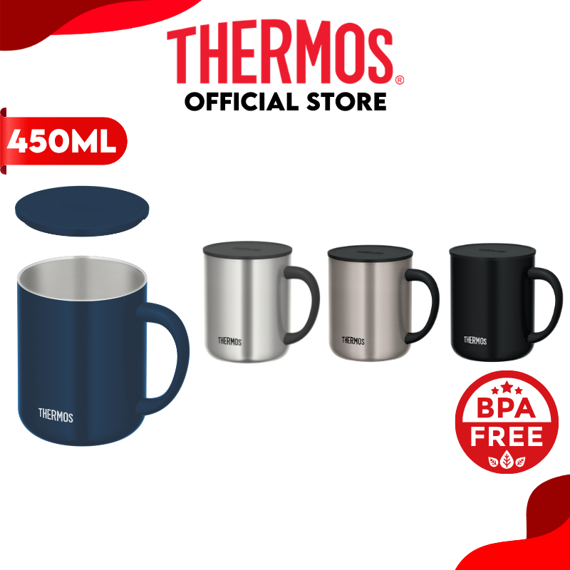 Thermos® JDG-452C, JDG-451C, JDG-450S Thermal Mug with Handle and Lid Stainless Steel for Hot & Cold