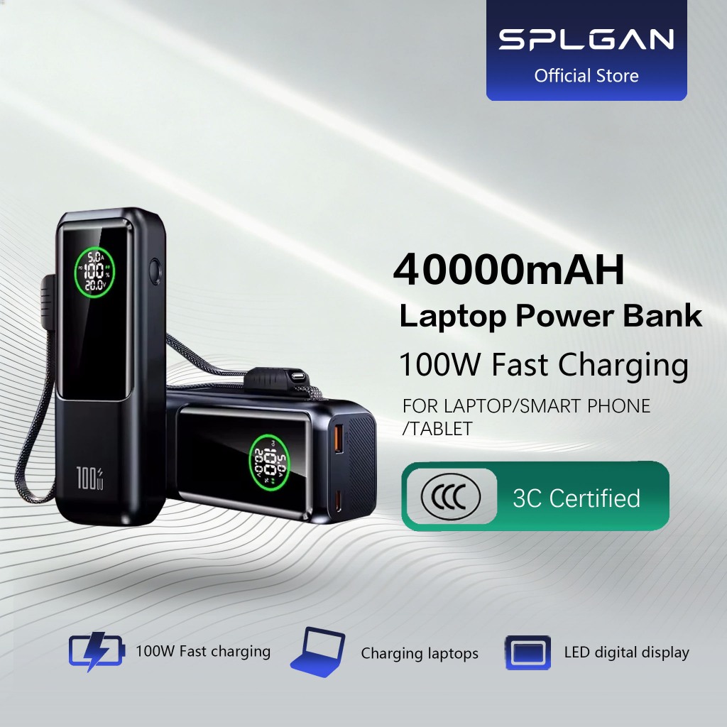 【SPLGAN】40000mAh Power Bank PD 100W Fast Charging Portable Large ...