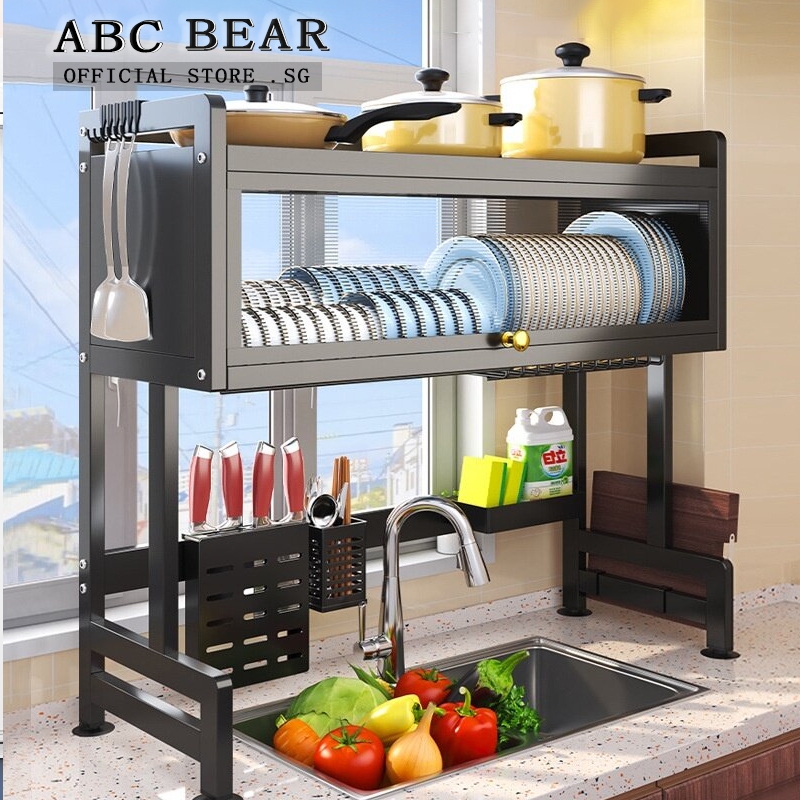 【SG Stock】Kitchen Rack Stainless Steel Sink Dish Rack Dish Drainer Rack ...