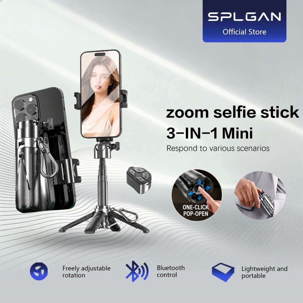 SPLGAN 🔥P15 Mini Selfie Stick Tripod Stabilizer 3In1 Portable ...