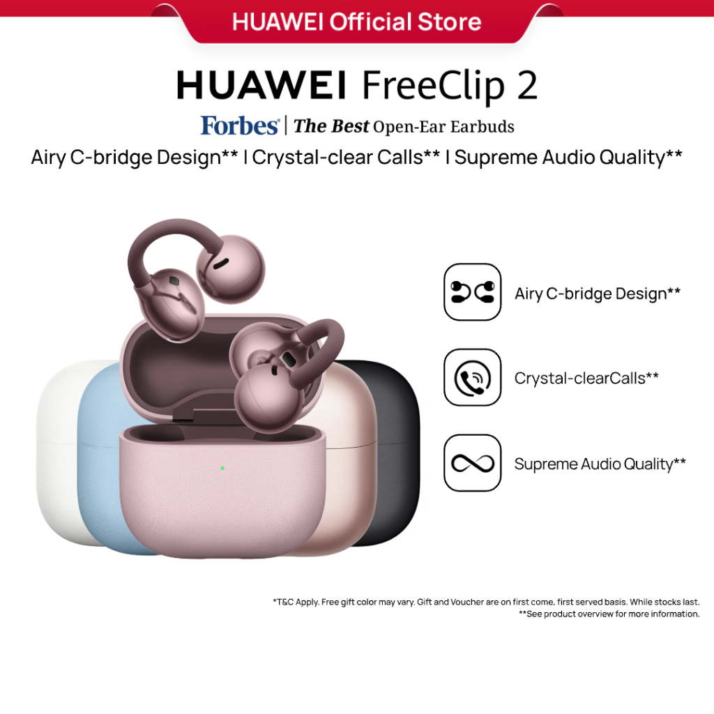 HUAWEI FreeClip 2 Earphone | Airy C-bridge Design | Crystal-clear