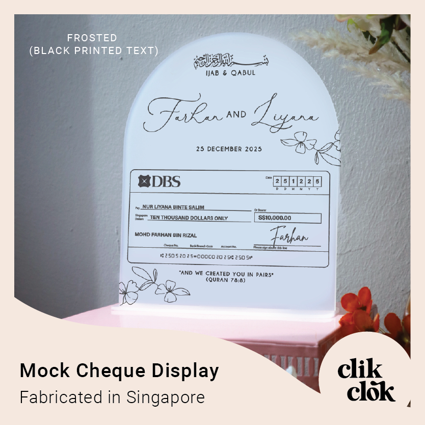 [Clik Clok SG] Cheque Display VELOURA Mas Kahwin Hantaran Dulang Tray ...