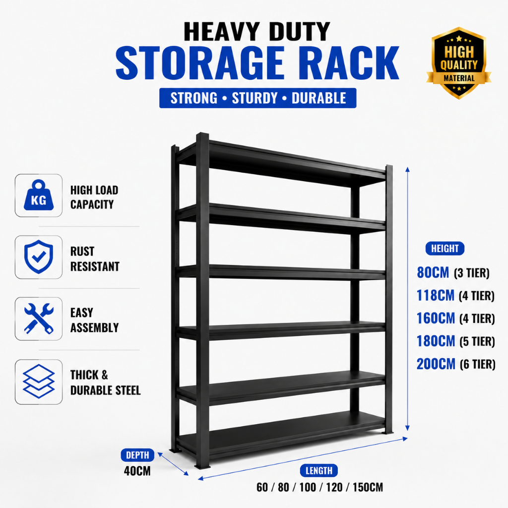 【SG Upgraded 】3/4/5/6 Tier Heavy Duty Boltless Metal Shelf Rack for ...