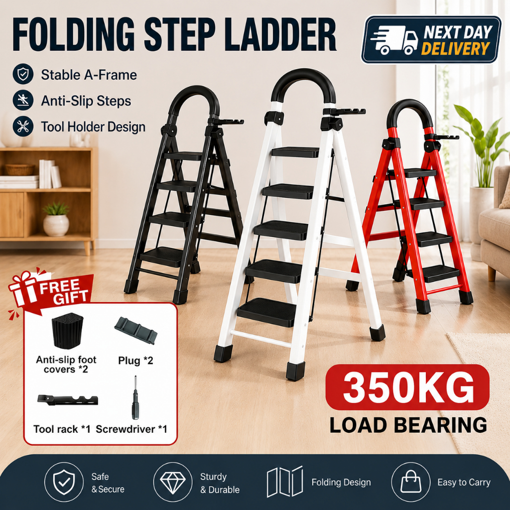 ⚡Next-day delivery⚡Home-ues foldable ladder heavy-duty carbon steel ...