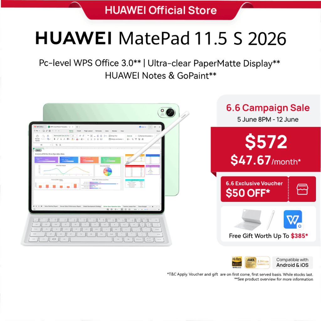 HUAWEI MatePad 11.5 S 2026 l 12 + 256GB | PC-level WPS Office 3.0 l ...