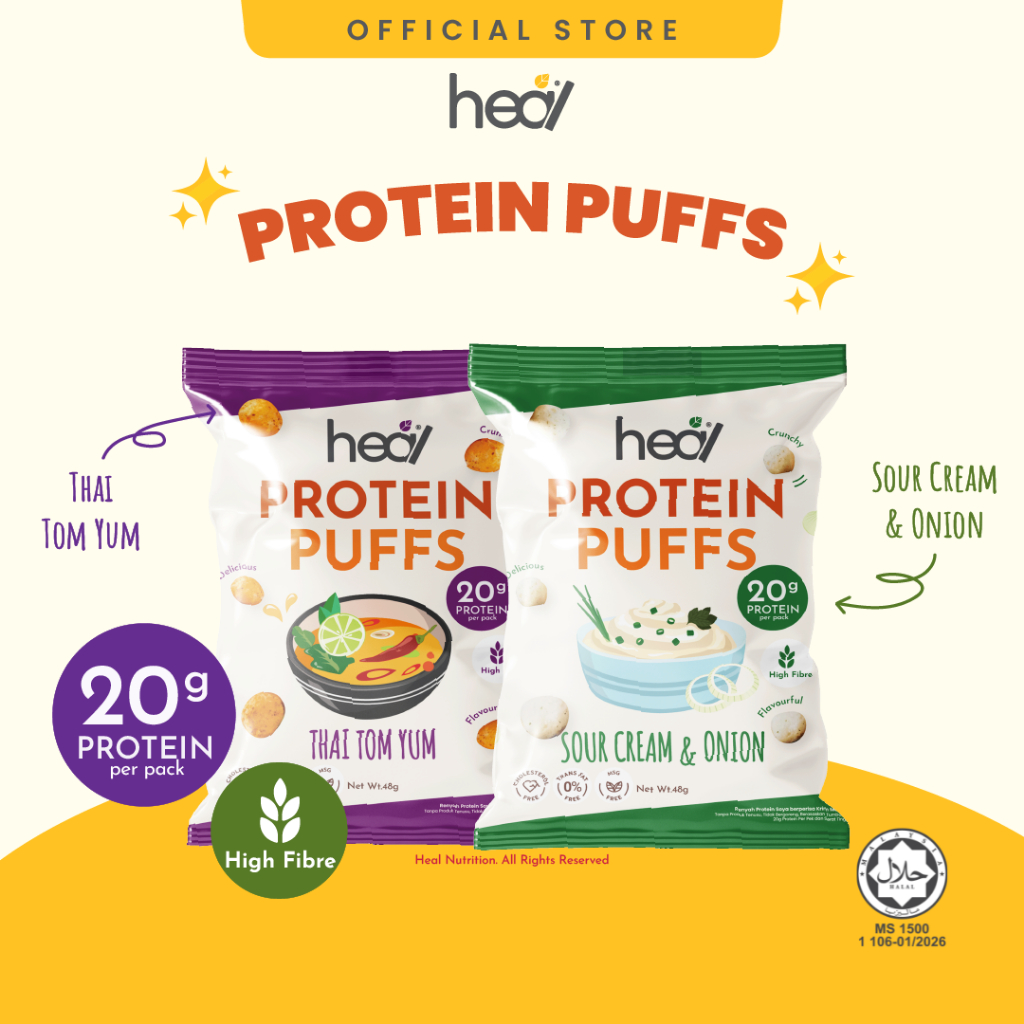 Heal Protein Puffs Tomyum / Sour Cream | High Protein, High Fibre ...