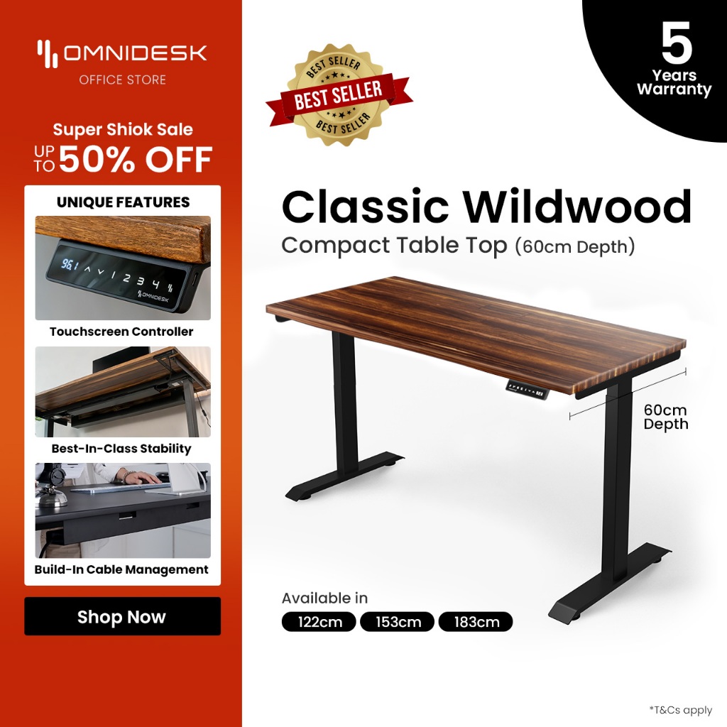 Omnidesk Classic Compact Wildwood (60cm Width) - The Compact
