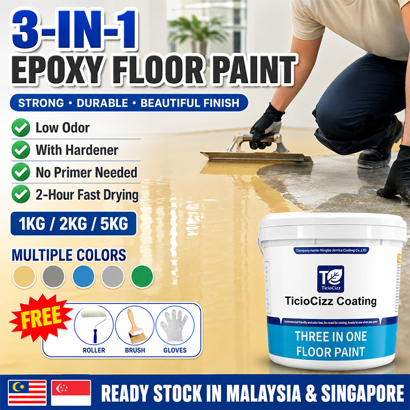 🔥Direct Paint💎 3-In-1 Epoxy Floor Paint Water-Based Pre-mixed Hardener ...