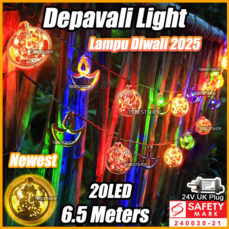 Deepavali LED light strip Iron Art 6.5m Fairy lights 20led Lampu diwali ...