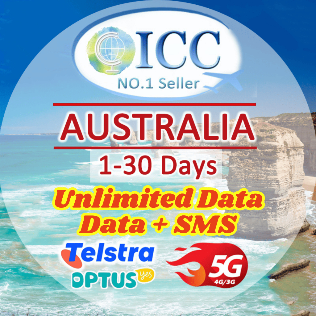 ICC SIM Card_Australia Telstra network for total data plan 5-30 Days ...