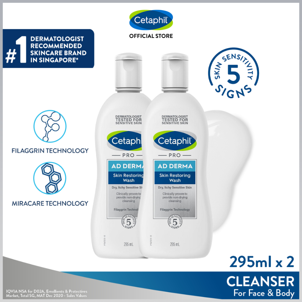 CETAPHIL ECZEMA WASH BRAND BOX (Restoring Wash 295ml x2 + Restoring ...