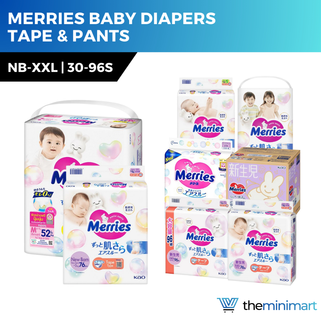 Merries Japan-Made Baby Diapers - Ultra Jumbo Tape & Pants, Soft ...