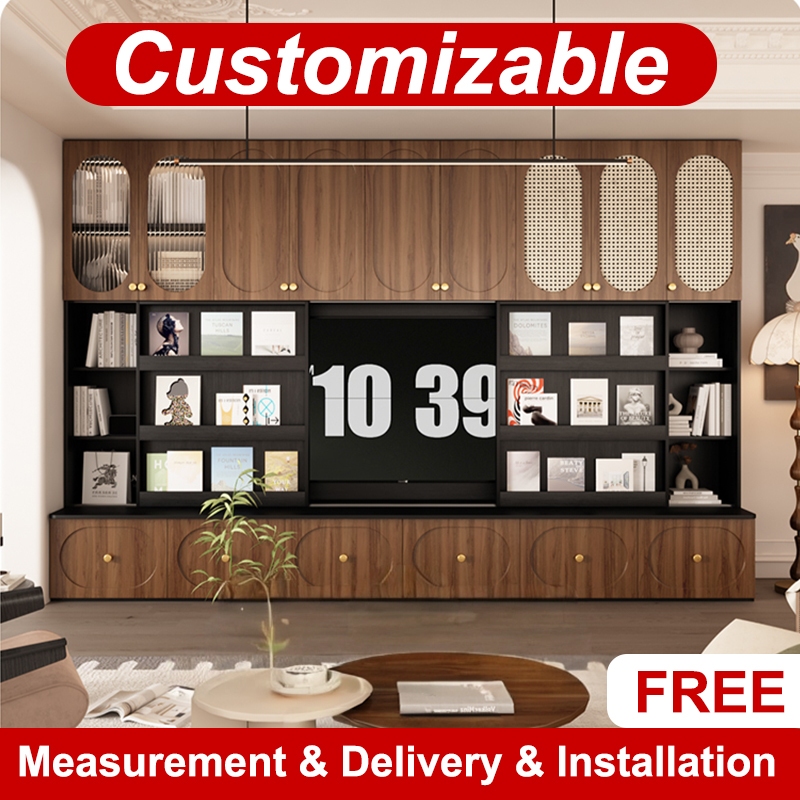 TV Console Customize Vintage TV Cabinet Feature Wall Storage Cabinet ...