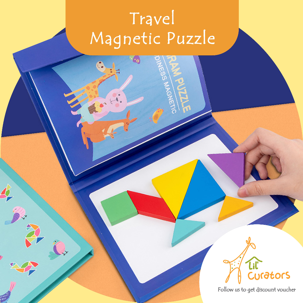Lil’ Curators Magnetic Tangram Book | Travel Puzzle Game for Kids | IQ ...