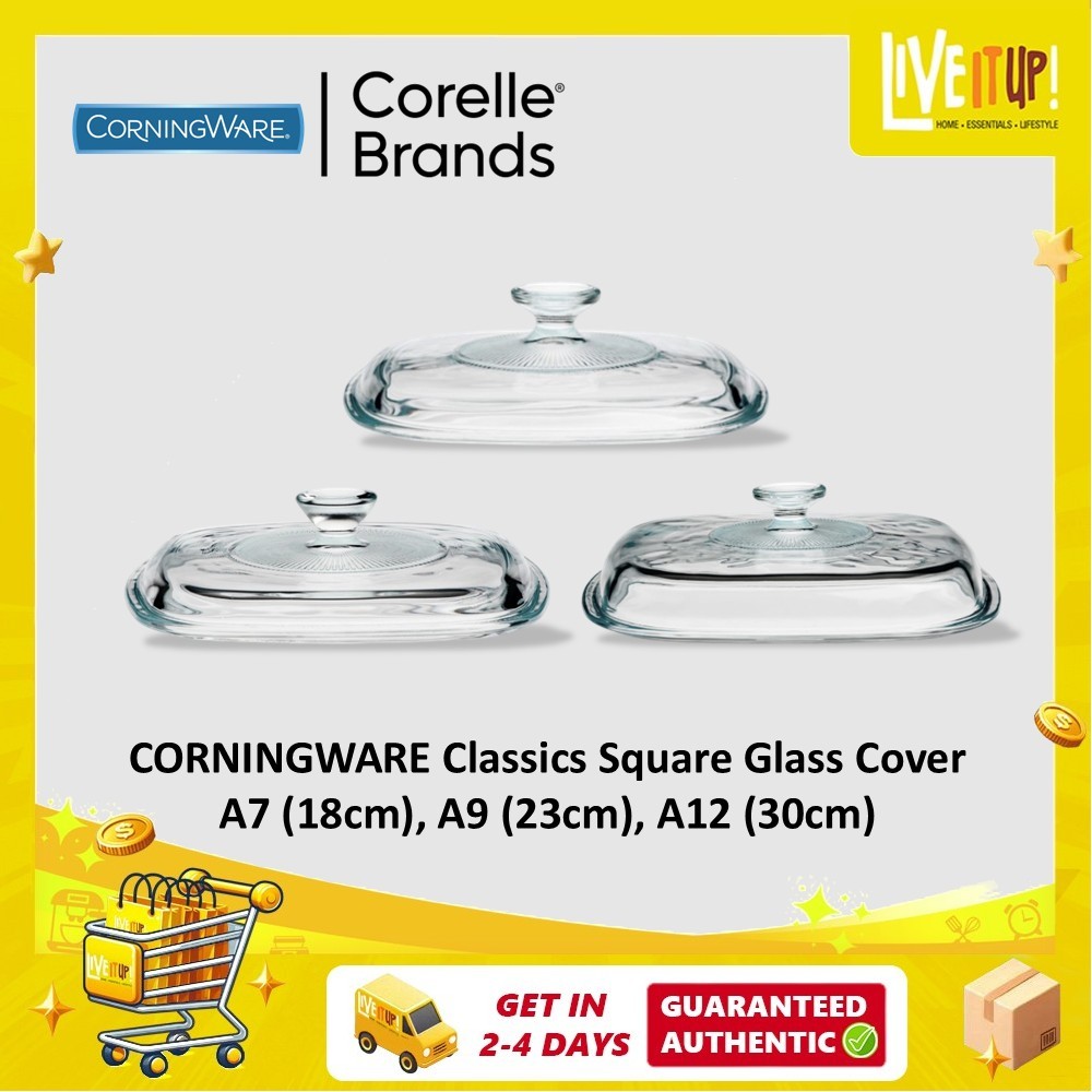 CORNINGWARE Classics Square Glass Cover A7 (18cm), A9 (23cm), A12 (30cm ...