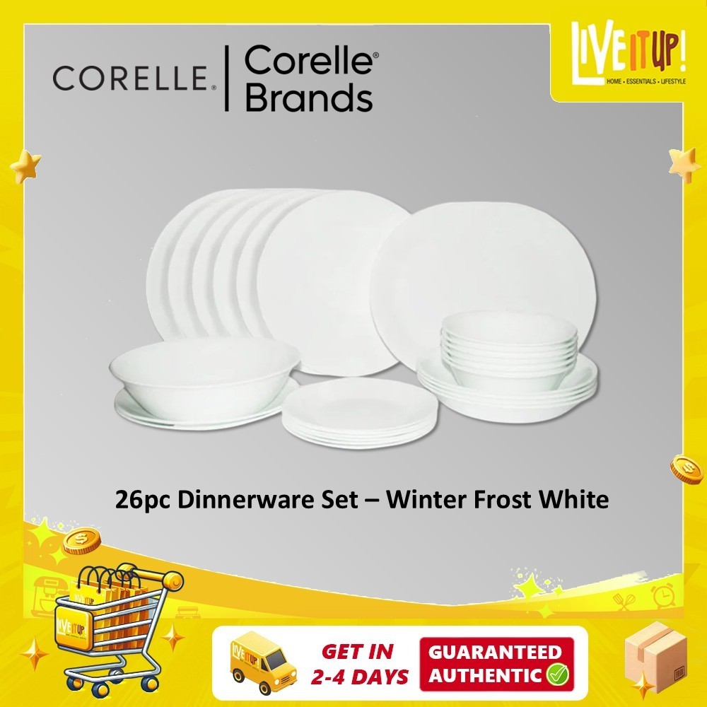 CORELLE 26pc Dinnerware Set - Winter Frost White | Shopee Singapore