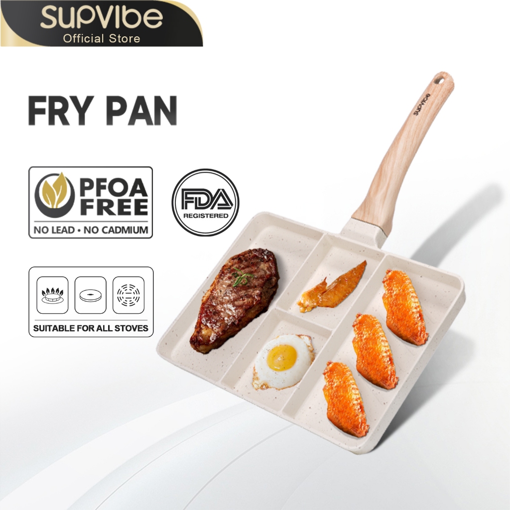 SUPVIBE 4 in 1 Multifunctional breakfast pan, divided - grid flat ...