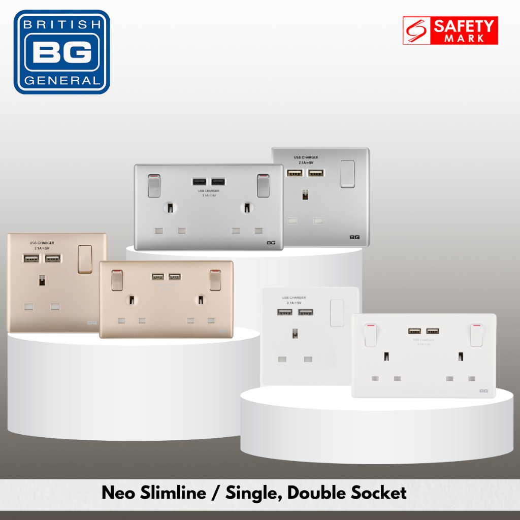 british-general-neo-slimline-13a-switched-socket-with-usb-charger