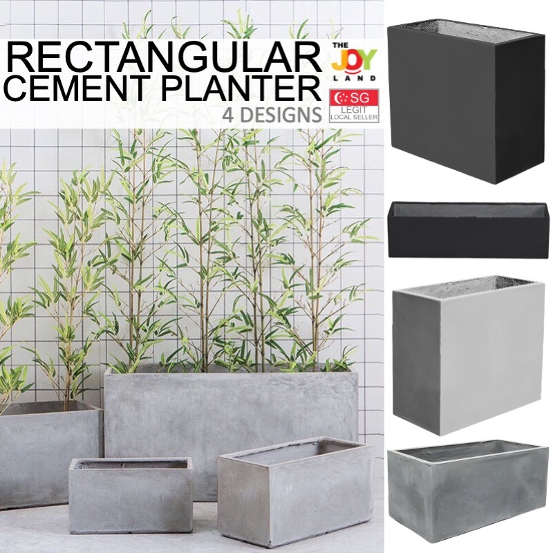 [SG THEJOYLAND] Rectangle Cement Planter Fiberglass Pot Plant Pot ...