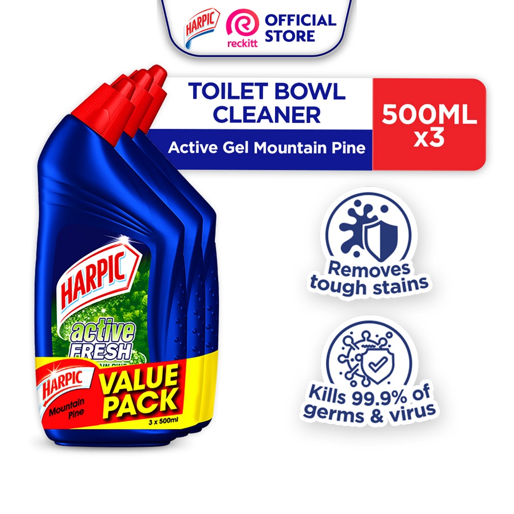 Harpic Toilet Bowl Cleaner Disinfectant Liquid Mountain Pine Valuepack ...