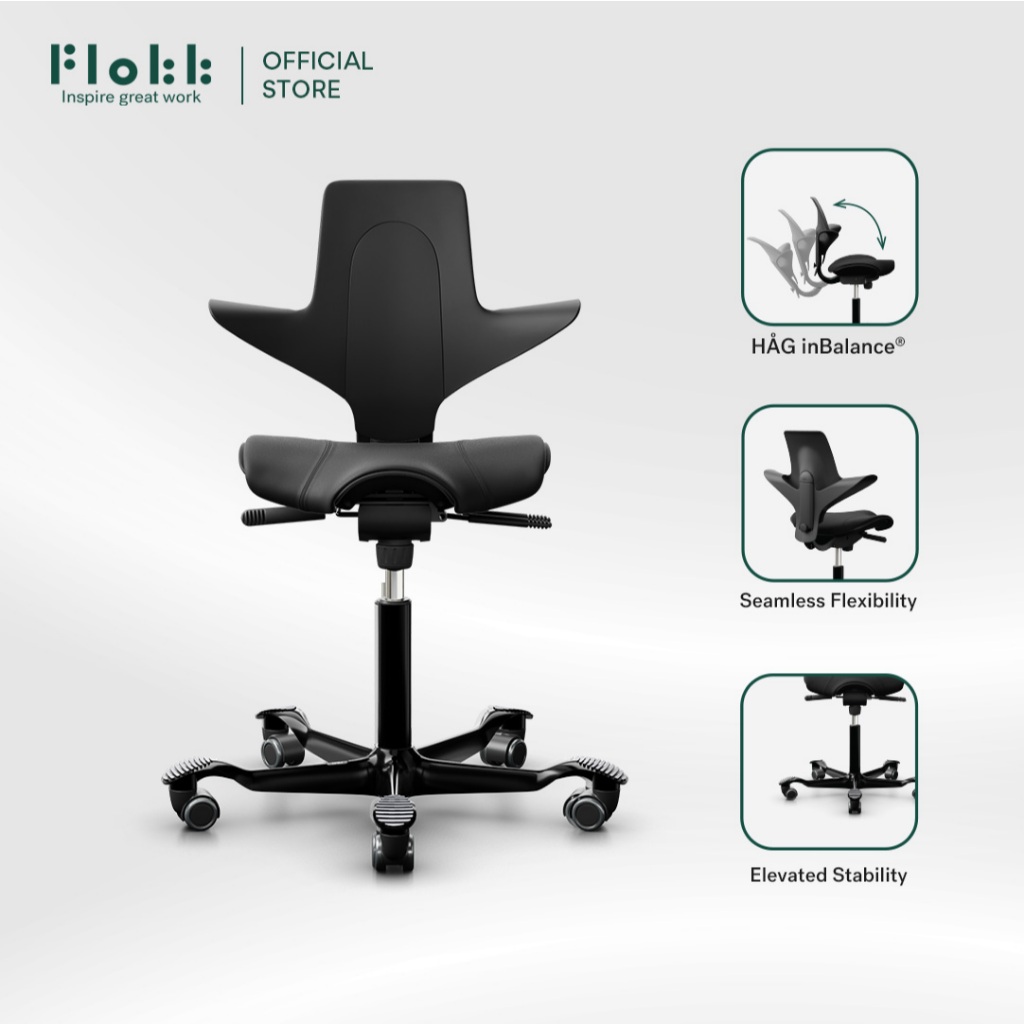 Flokk HÅG Ergonomic Chair Saddle Chair with Lumbar Support,Office