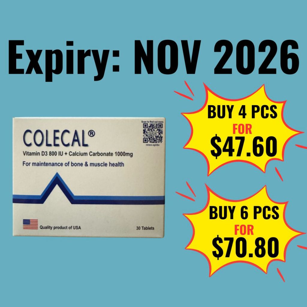 Colecal Vitamin D3 800 IU + Calcium Carbonate 100mg for Bone and Muscle ...