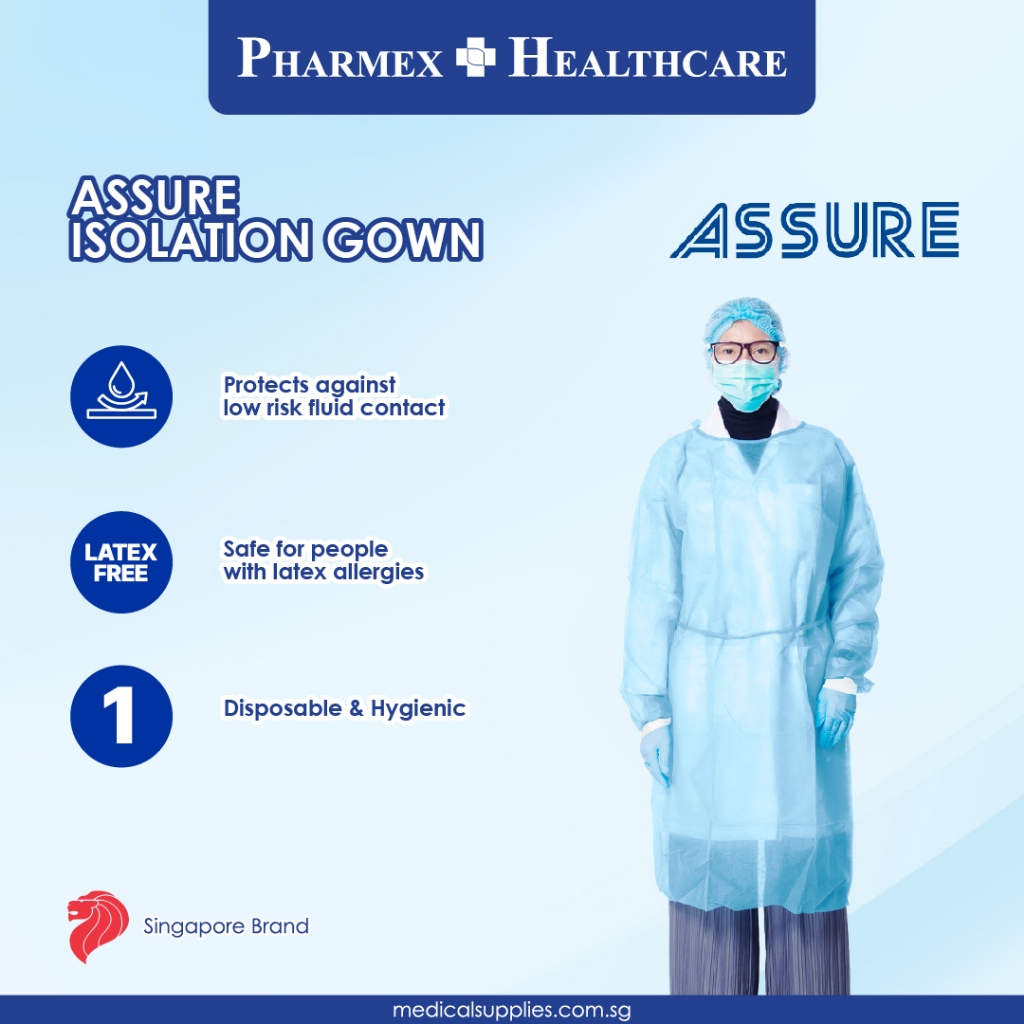 ASSURE Isolation Gown Blue 30Gsm Knitted Cuff Individually Pack ...