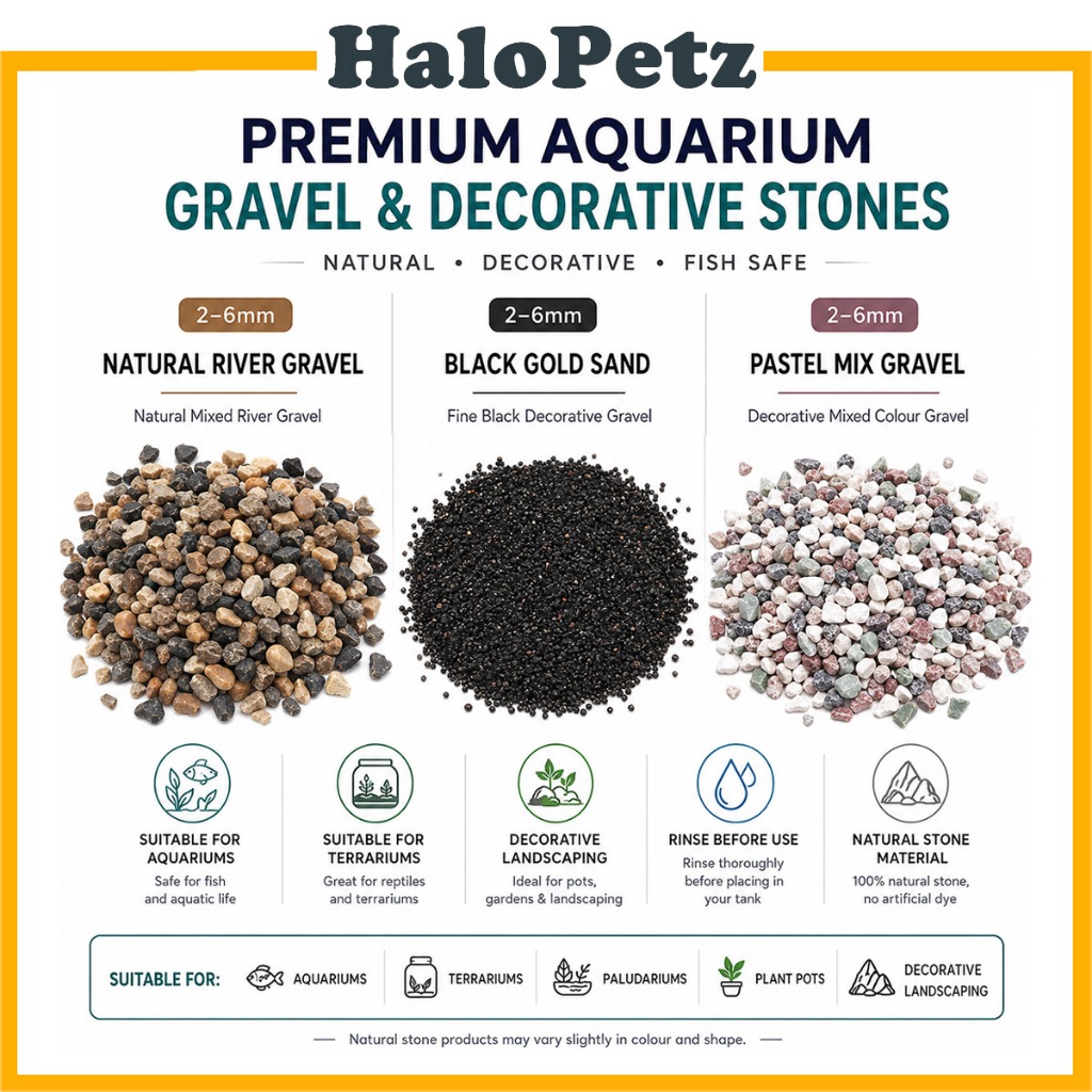 Aquarium Gravel 1kg | Natural River | Black Gold Sand | Pastel Mix ...
