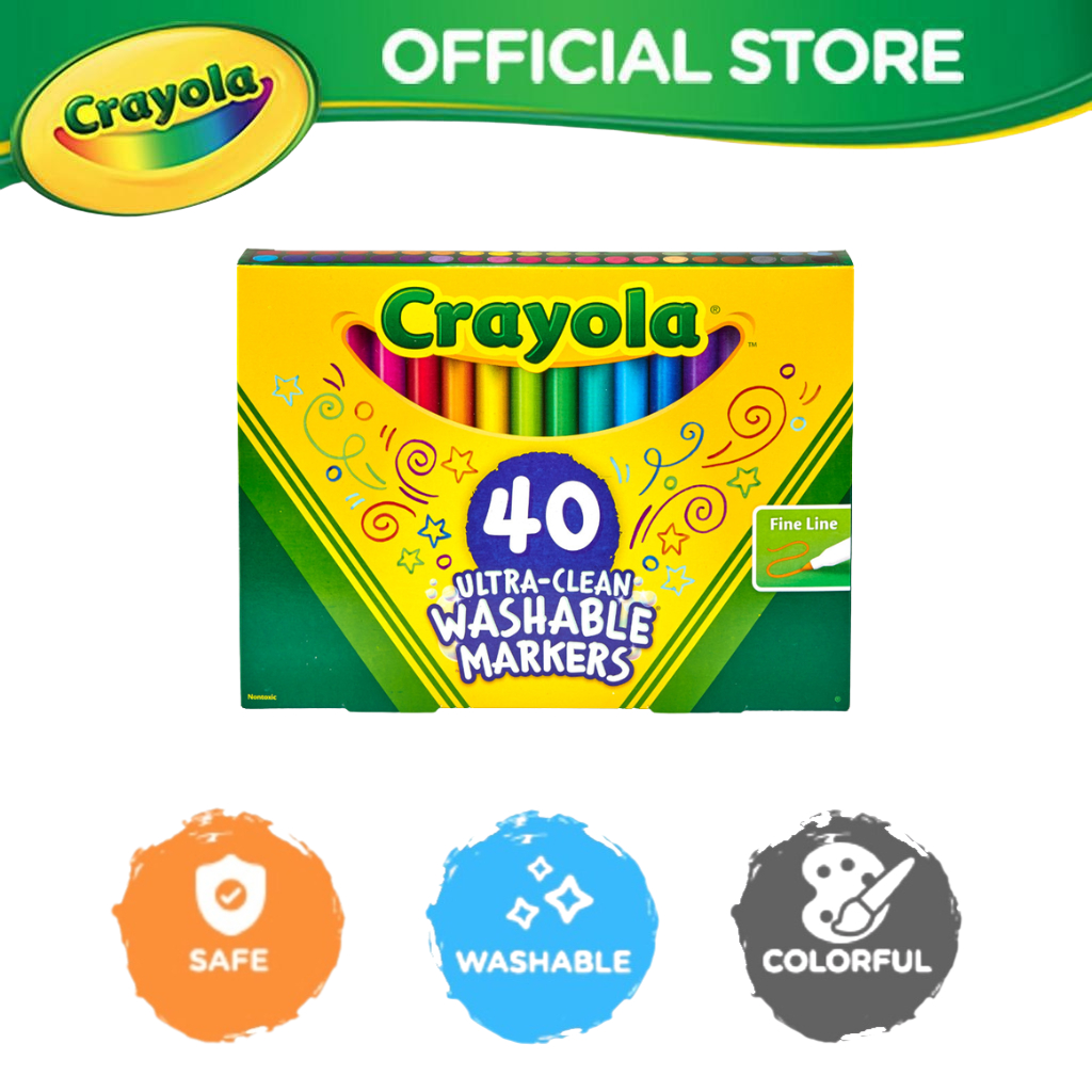 Crayola Marker Ultra Clean - Washable & Fine Line - 40 Color Count ...