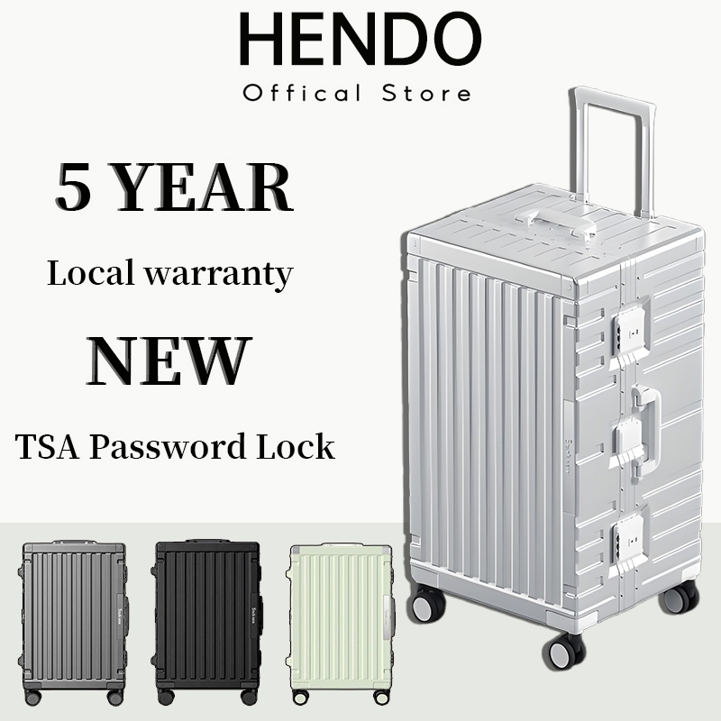 HENDO NEW Cabin Luggage Aluminum Frame Suitcase Luggage with TSA
