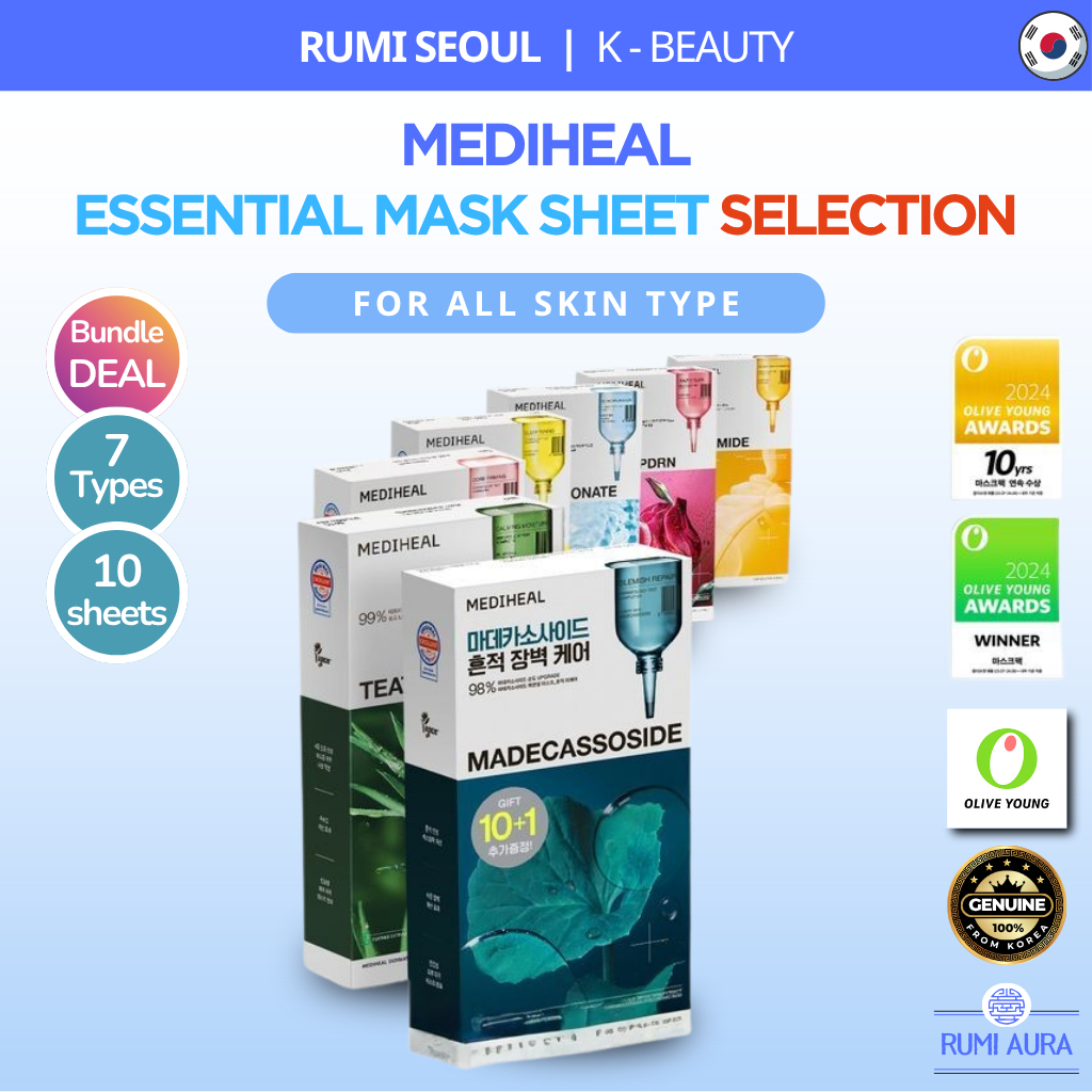 [MEDIHEAL] Essential Mask Sheet 7 Types | 10pcs | No.1 Olive Young Mask ...