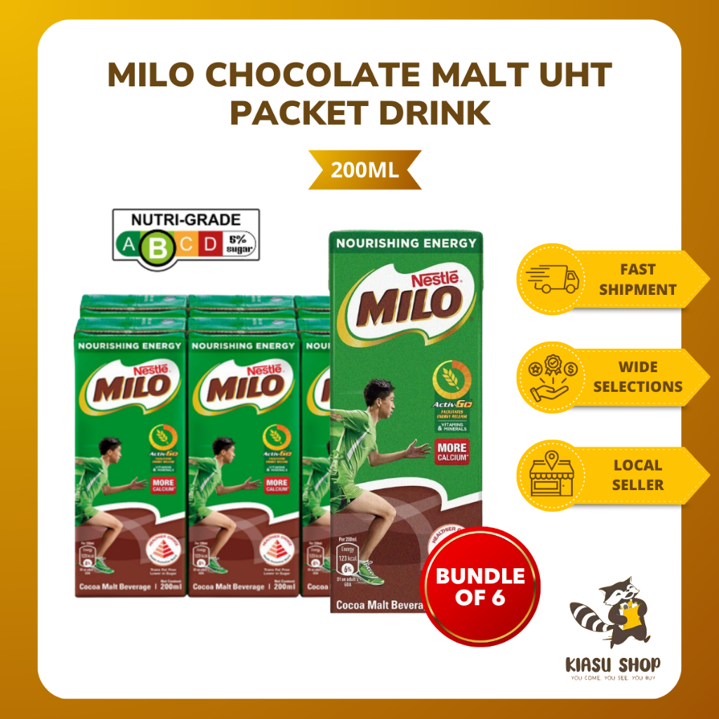 [Bundle of 6] Milo Chocolate Malt Uht Packet Drink 200ml - Energy Boost ...