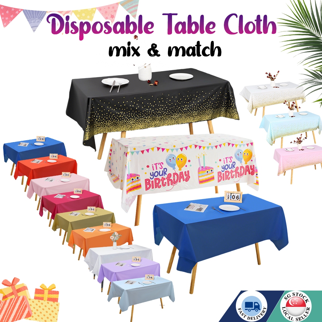 🇸🇬Disposable Table Cloth for Party Birthday Celebration wedding oil and ...