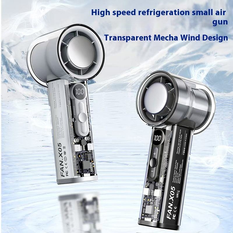 Mecha Handheld Fan 100 Wind Powerful Turbo Fan Transparent Cooling Fan ...