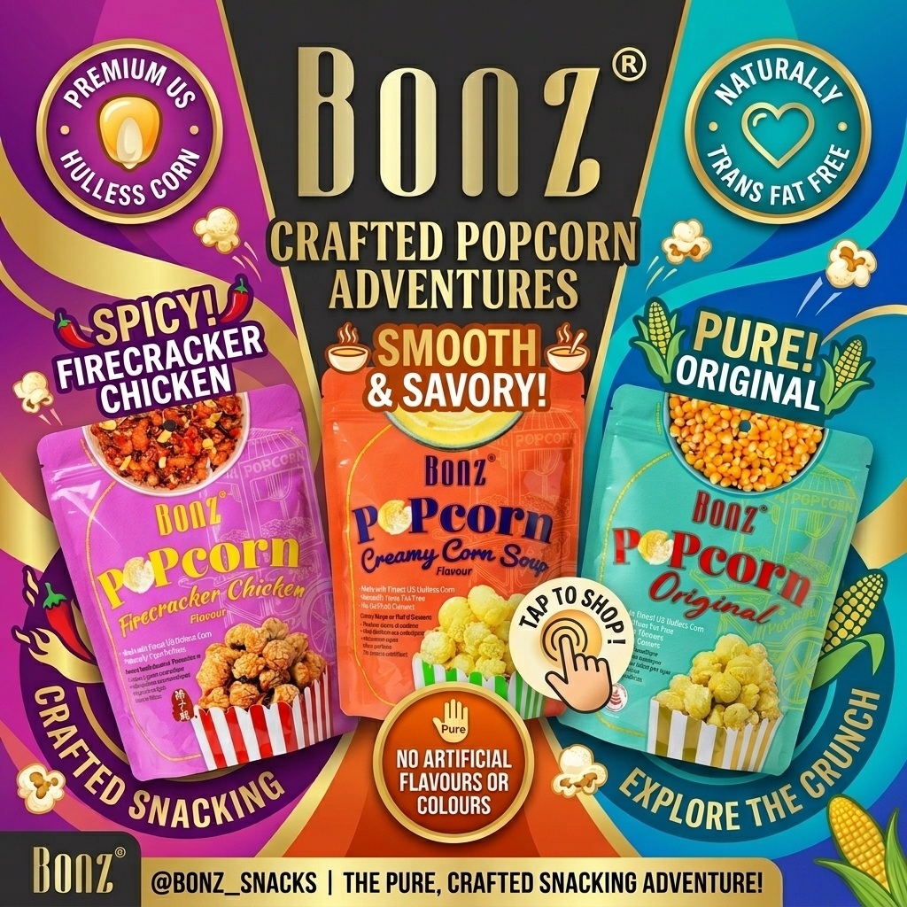 BONZ Gourmet Popcorn Snacks Collection 100G Per Pack - Original/Creamy ...