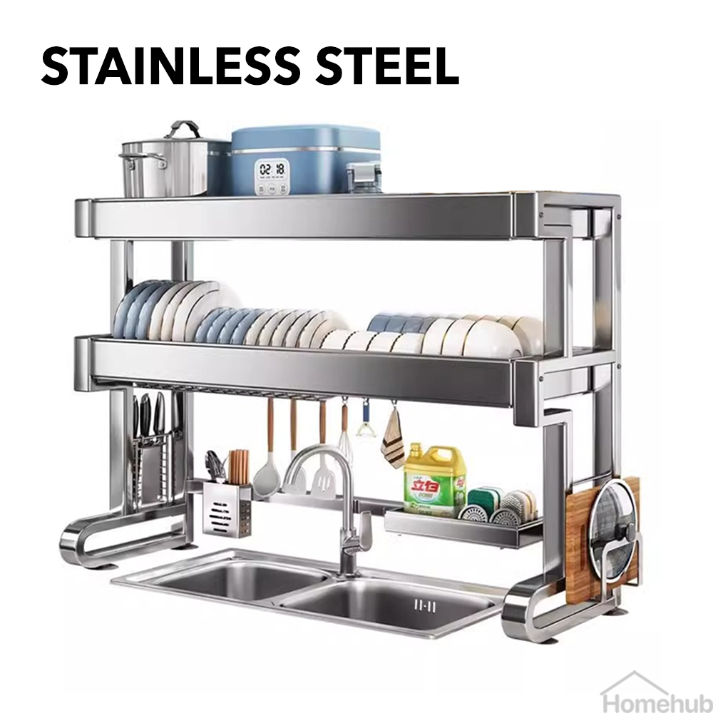 Homehub Dish Drying Rack 304 Stainless Steel Kitchen Sink Drainer ...