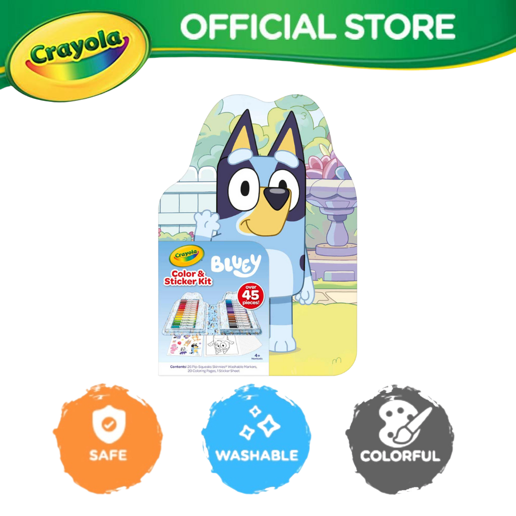 [New] Crayola Bluey Color & Sticker Kit - Safe & Non Toxic - Washable ...