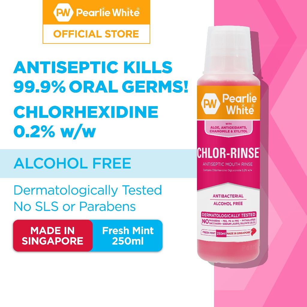 Pearlie White Chlor-Rinse Alcohol Free Mouth Rinse (250ml) | Shopee ...