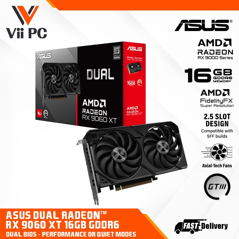 ASUS Dual Radeon™ RX 9060 XT / RX9060XT / 9060 XT 16GB GDDR6 2.5